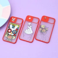قاب محافظ لنز دار کشویی طرحدار قرمز iPhone 11