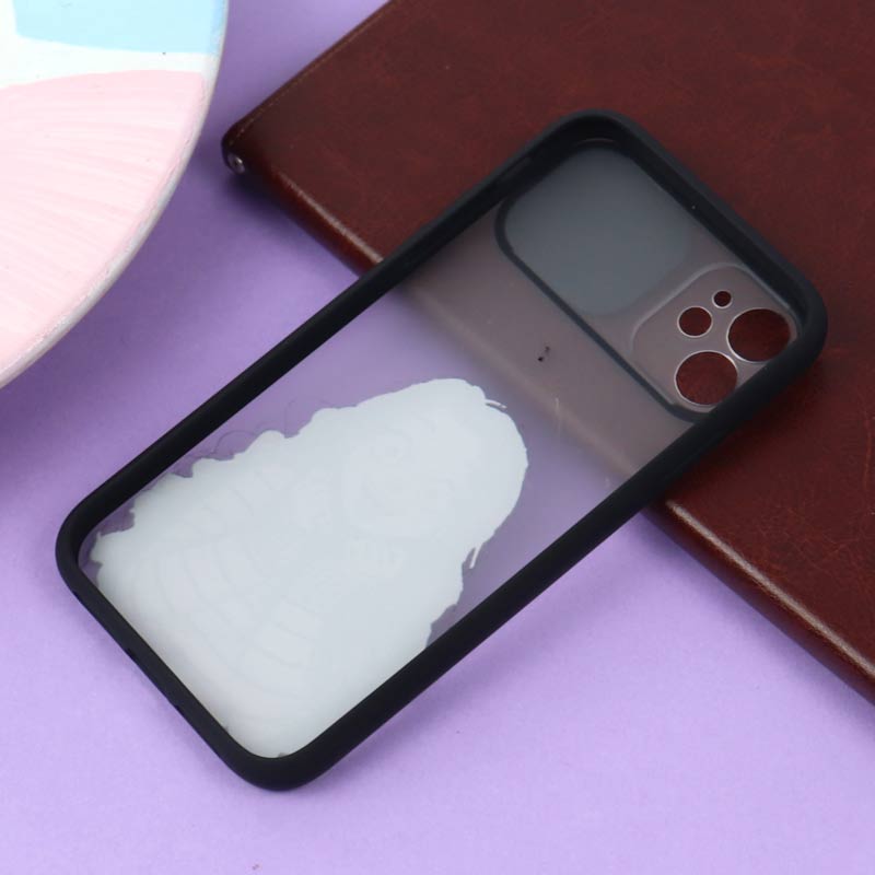 قاب محافظ لنز دار کشویی طرحدار مشکی iPhone 11