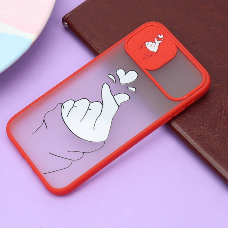 قاب محافظ لنز دار کشویی طرحدار قرمز iPhone 11