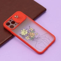 قاب محافظ لنز دار کشویی طرحدار قرمز iPhone 11 Pro