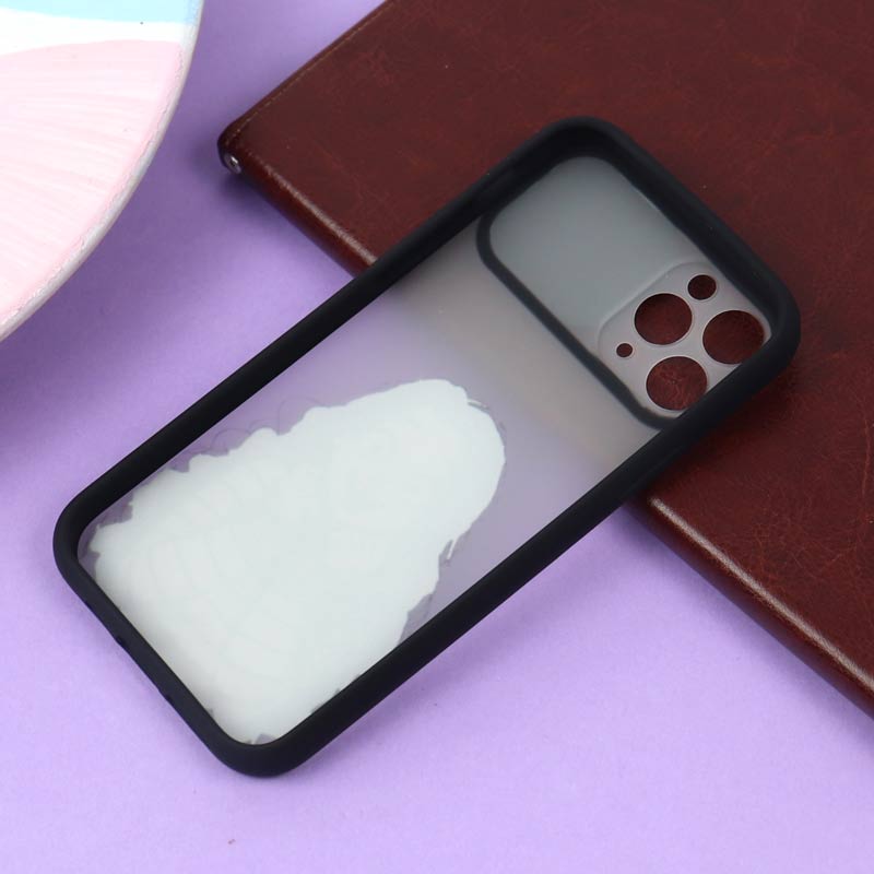 قاب محافظ لنز دار کشویی طرحدار مشکی iPhone 11 Pro