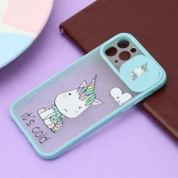 قاب آیفون iPhone 11 Pro طرح دار سبزآبی محافظ لنزدار کشویی