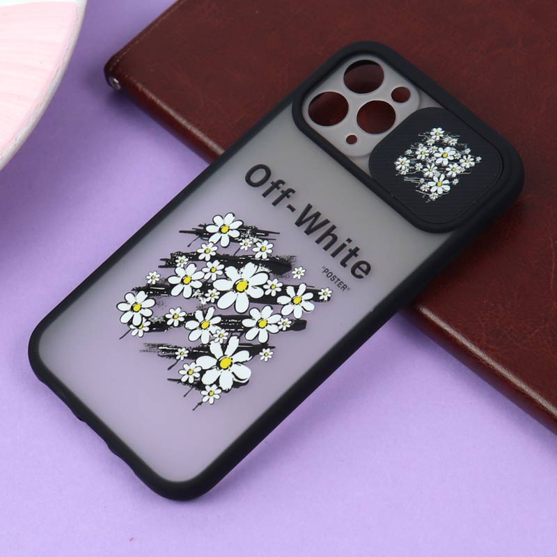 قاب محافظ لنز دار کشویی طرحدار مشکی iPhone 11 Pro