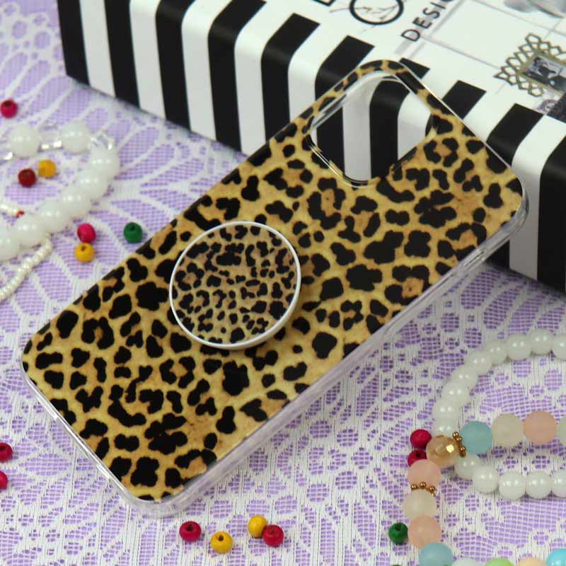 قاب سوپر IMD دور شفاف پاپ سوکت دار iPhone 12 / 12 Pro پلنگی