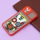 قاب محافظ لنز دار کشویی طرحدار قرمز iPhone 12