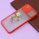 قاب محافظ لنز دار کشویی طرحدار قرمز iPhone 12