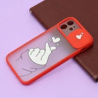 قاب محافظ لنز دار کشویی طرحدار قرمز iPhone 12