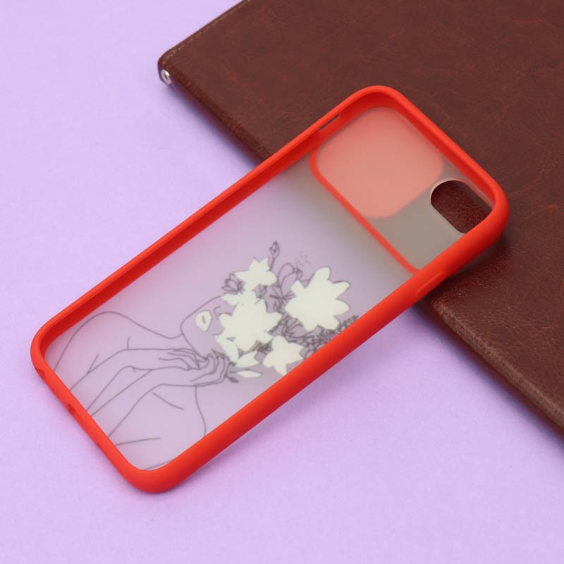 قاب محافظ لنز دار کشویی طرحدار قرمز iPhone 7/8
