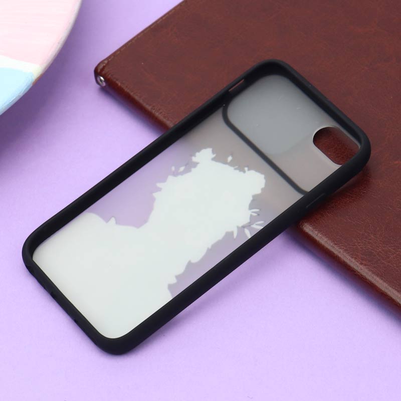 قاب محافظ لنز دار کشویی طرحدار مشکی iPhone 7/8