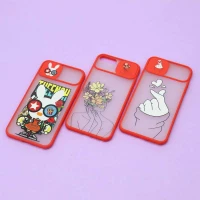 قاب محافظ لنز دار کشویی طرحدار قرمز iPhone 7 Plus / 8 Plus