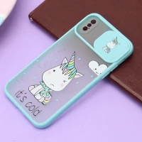 قاب محافظ لنز دار کشویی طرحدار سبزآبی iPhone X/XS