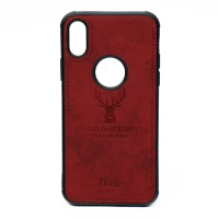 قاب چرمی طرح گوزن iPhone X/XS زرشکی