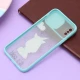 قاب آیفون iPhone X / XS طرح دار سبزآبی محافظ لنزدار کشویی