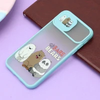 قاب آیفون iPhone X / XS طرح دار سبزآبی محافظ لنزدار کشویی