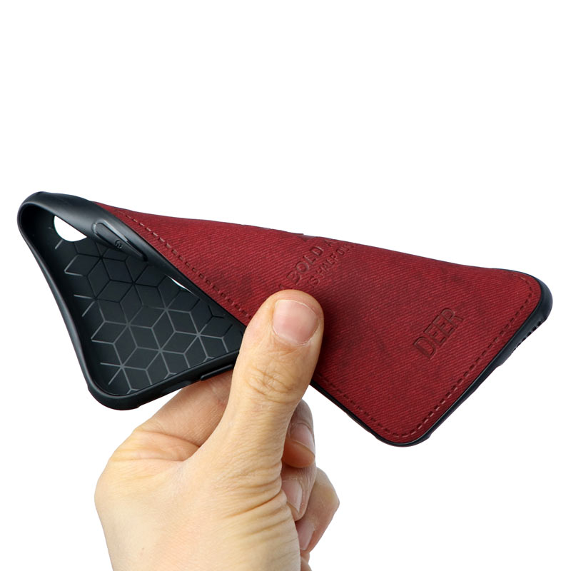 قاب چرمی طرح گوزن iPhone X/XS زرشکی