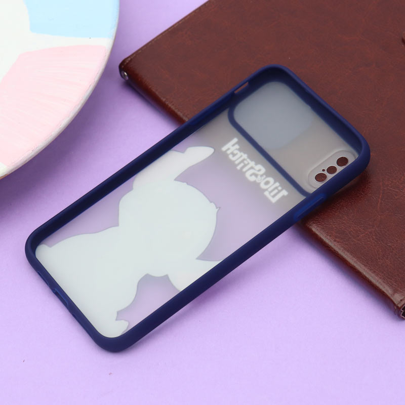 قاب محافظ لنز دار کشویی طرحدار سرمه ای iPhone XS Max