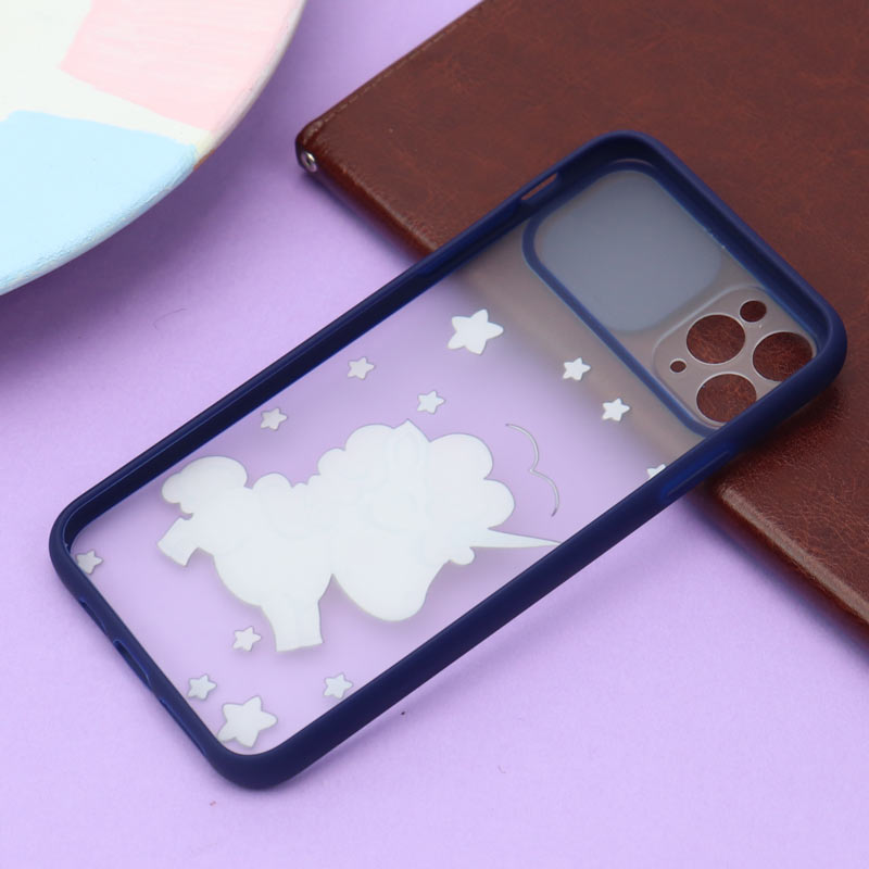 قاب محافظ لنز دار کشویی طرحدار سرمه ای iPhone 11 Pro Max