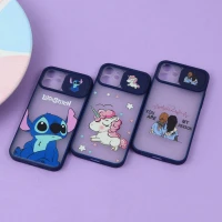 قاب محافظ لنز دار کشویی طرحدار سرمه ای iPhone 12