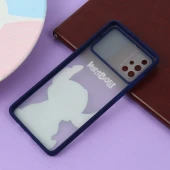 قاب سامسونگ Galaxy A71 طرح دار سرمه ای محافظ لنزدار کشویی