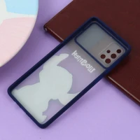 قاب سامسونگ Galaxy A71 طرح دار سرمه ای محافظ لنزدار کشویی