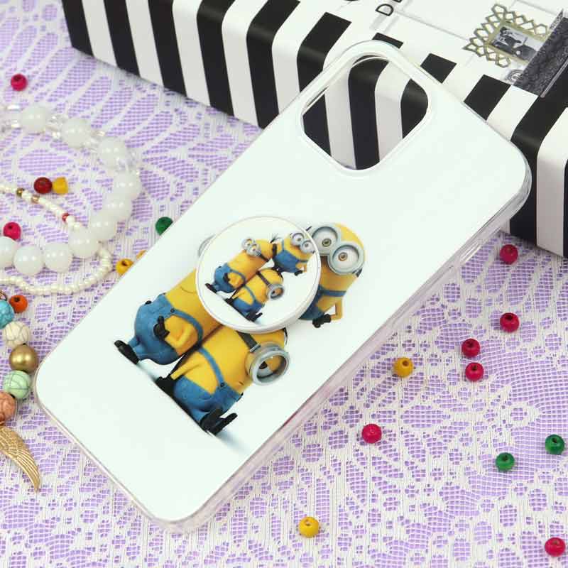 قاب سوپر IMD دور شفاف پاپ سوکت دار iPhone 12 Pro Max مینیون