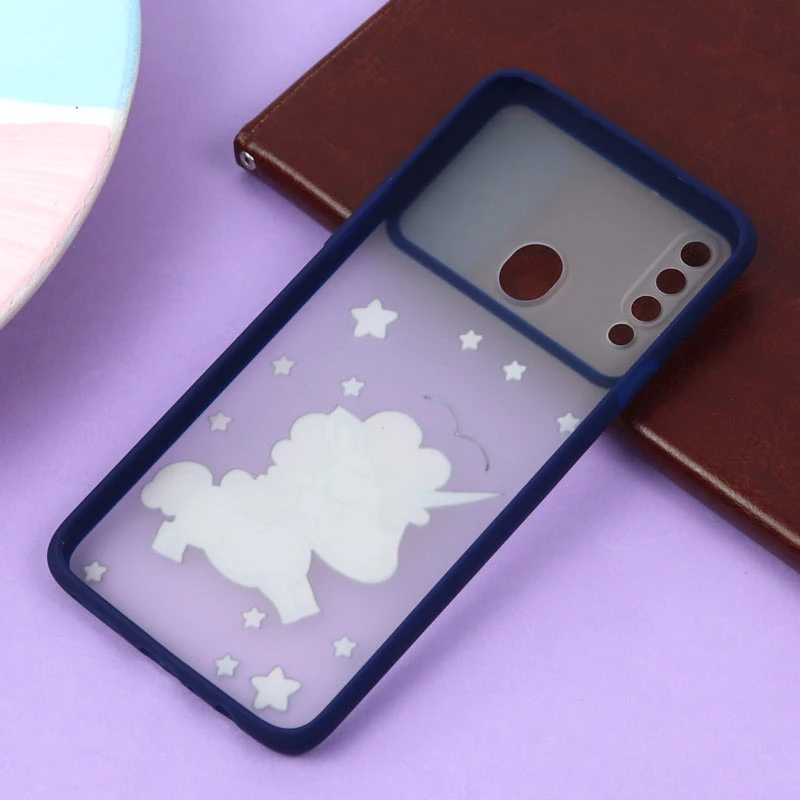 قاب سامسونگ Galaxy A20s طرح دار سرمه ای محافظ لنزدار کشویی