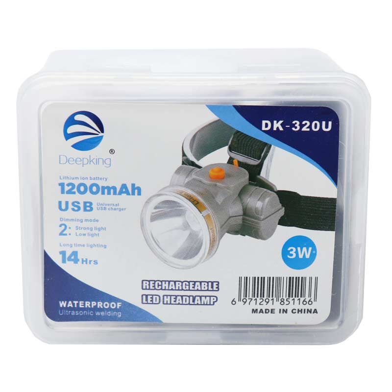 چراغ قوه پیشانی هدلایت شارژی Deepking DK-320U + آداپتور