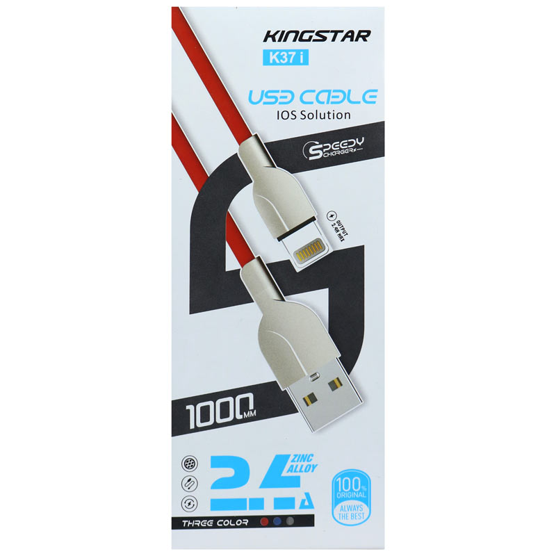 کابل آیفونی فست شارژ Kingstar K37i 2.4A 1m