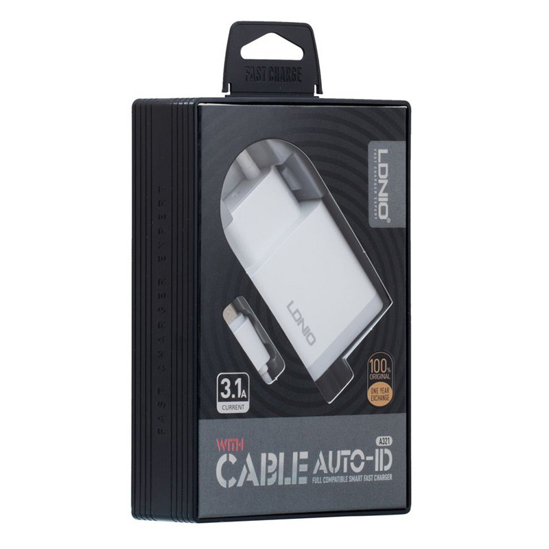 شارژر سیم وصل میکرو یو اس بی فست LDNIO A321 15W 3.1A + دو پورت USB