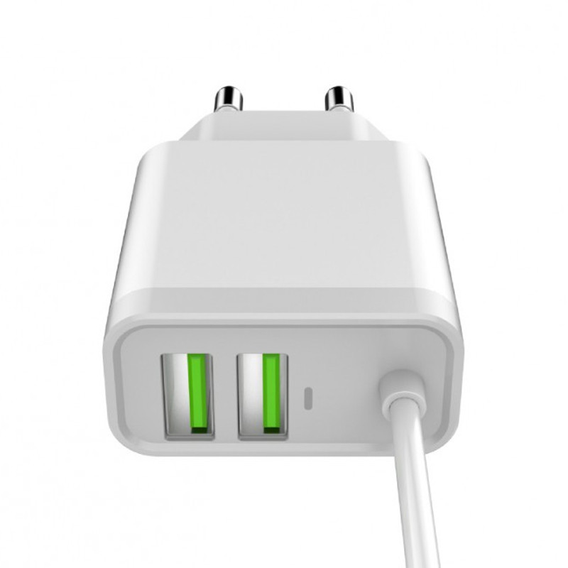 شارژر سیم وصل میکرو یو اس بی فست LDNIO A321 15W 3.1A + دو پورت USB