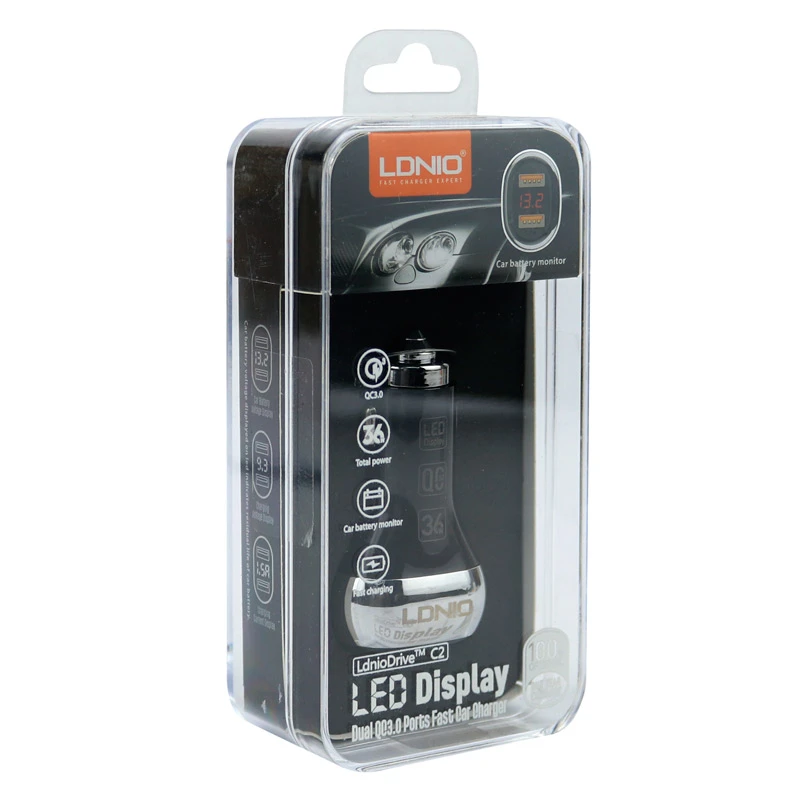 شارژر فندکی فست شارژ LDNIO C2 3A QC3 + کابل میکرو یو اس بی