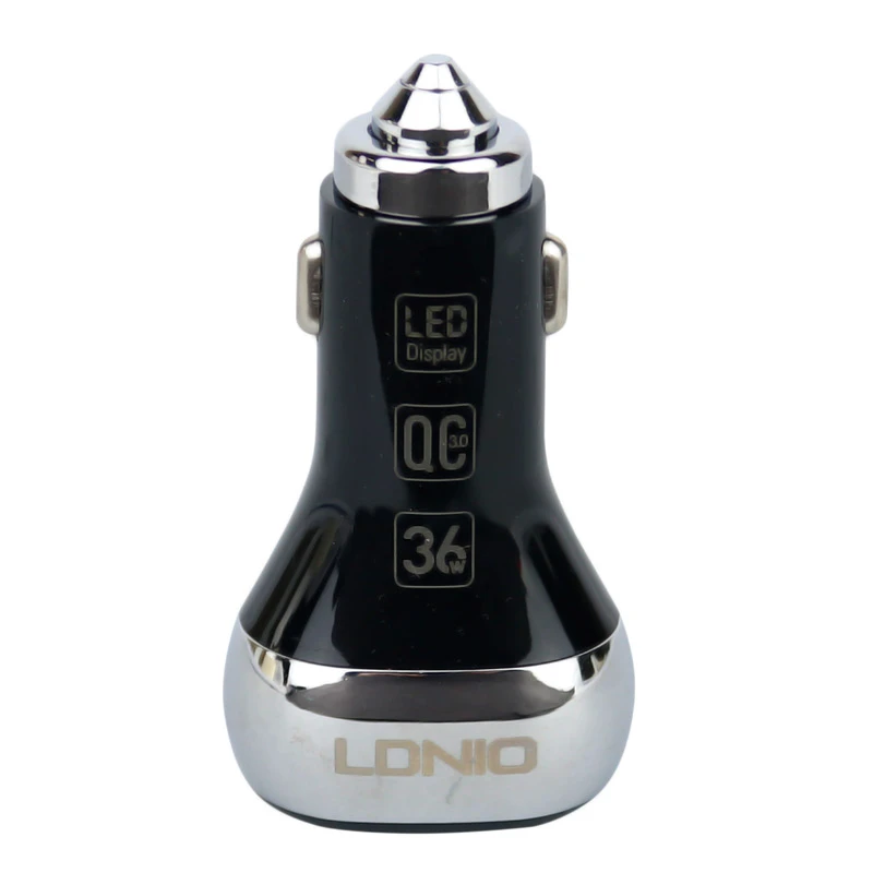 شارژر فندکی فست شارژ LDNIO C2 3A QC3 + کابل میکرو یو اس بی