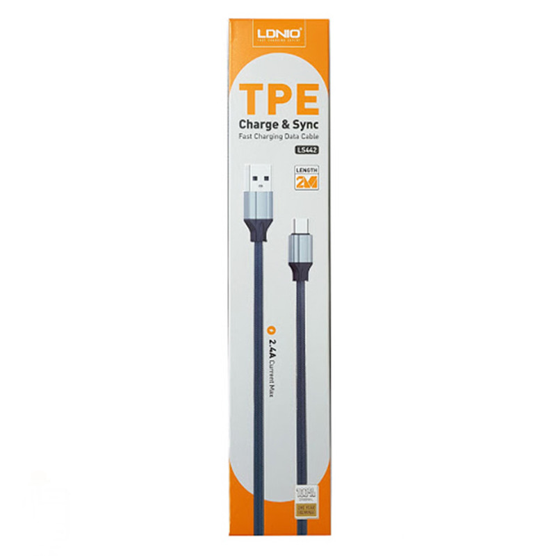 کابل فست شارژ LDNIO LS442 2.4A Type-C 2M