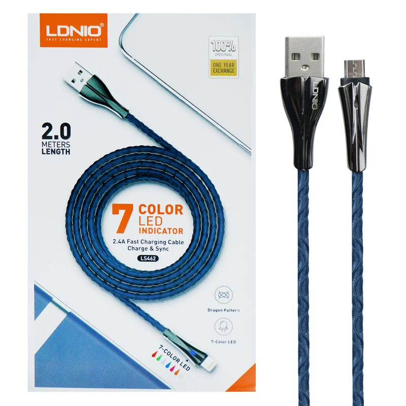کابل میکرو یو اس بی فست شارژ LDNIO LS462 2.4A 2m