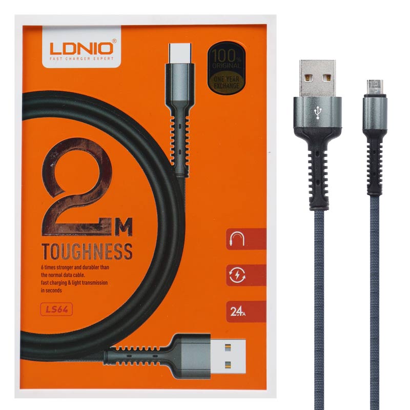 کابل میکرو یو اس بی فست شارژ Ldnio LS64 2.4A 2m
