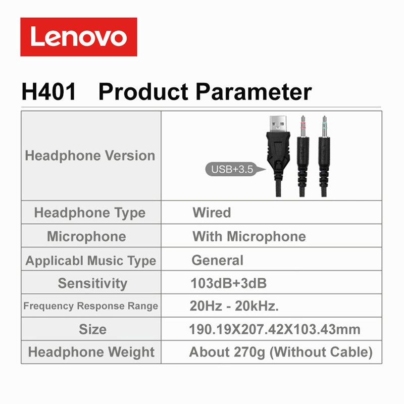 هدست گیمینگ سیم دار Lenovo H401