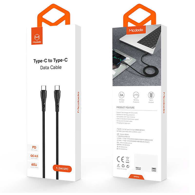 کابل تبدیل فست شارژ Mcdodo CA-7641 PD QC4 Type-C to Type-C 1.2m