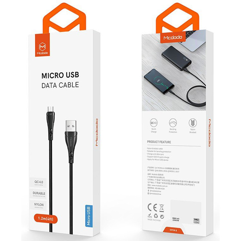 کابل میکرو یو اس بی فست شارژ Mcdodo CA-7451 QC4 2.4A 1.2m