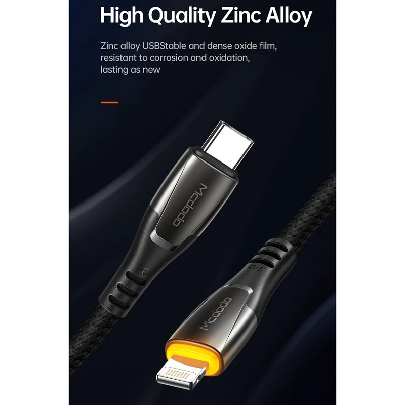 کابل تبدیل فست شارژ Mcdodo CA-7651 Type-C To Lightning PD 36W 1.8m