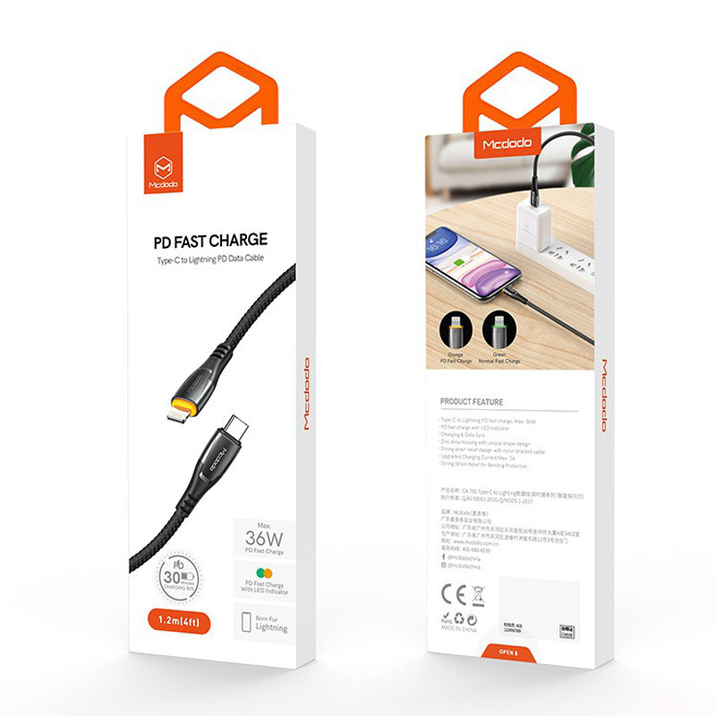 کابل تبدیل فست شارژ Mcdodo CA-7651 Type-C To Lightning PD 36W 1.8m