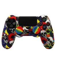 روکش دسته بازی PS4 طرح کله اسکلت رنگی + روکش آنالوگ هدیه