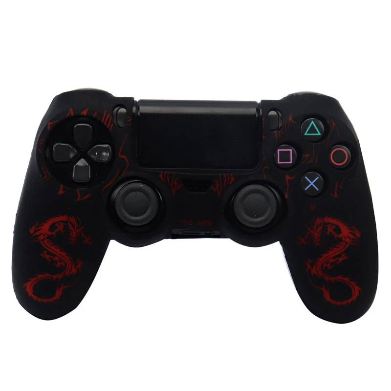 روکش دسته بازی PS4 طرح اژدها مشکی قرمز + روکش آنالوگ هدیه