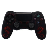 روکش دسته بازی PS4 طرح اژدها مشکی قرمز + روکش آنالوگ هدیه