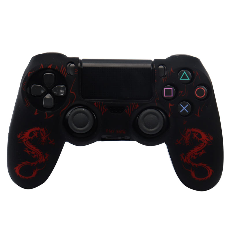 روکش دسته بازی PS4 طرح اژدها مشکی قرمز + روکش آنالوگ هدیه