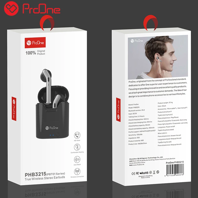 هندزفری بلوتوث دو تایی ProOne PHB3215 PBT01