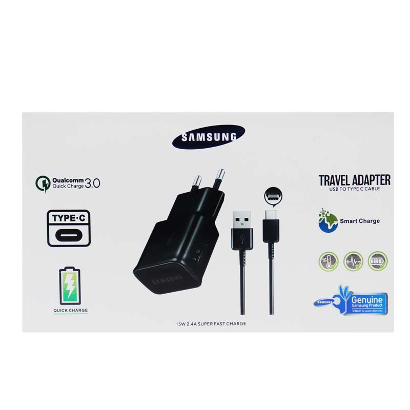 شارژر دیواری فست شارژ Samsung 2A QC3 پکدار + کابل Type-C