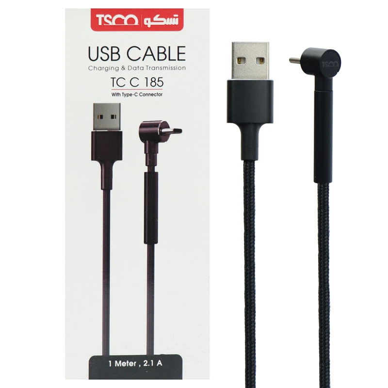 کابل تایپ سی TSCO TC C185 2.1A 1m یکسر L
