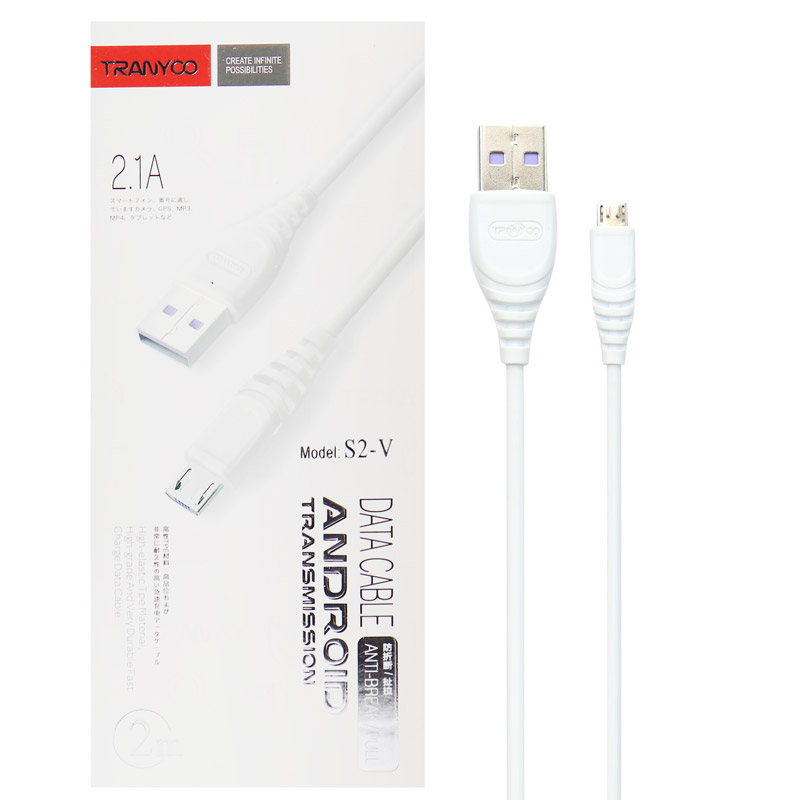 کابل میکرو یو اس بی Tranyoo S2-V 2.1A 2m