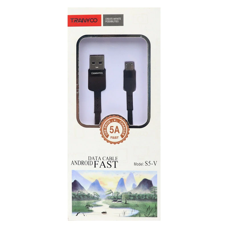 کابل میکرو یو اس بی فست شارژ Tranyoo S5-V 5A 1m