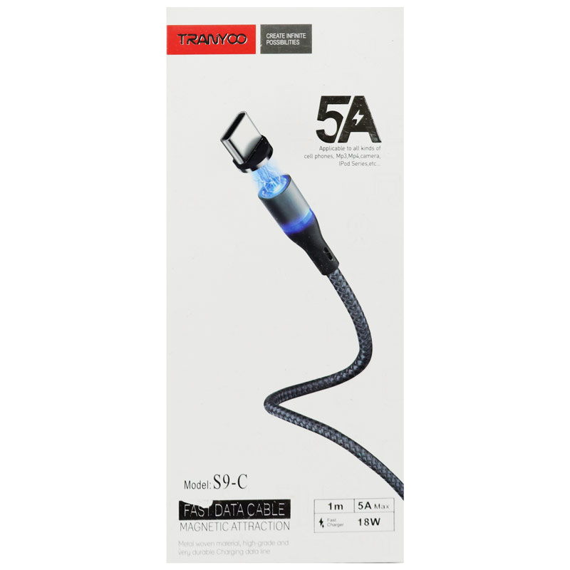 کابل فست شارژ مگنتی Tranyoo S9-C 5A Type-C 1m